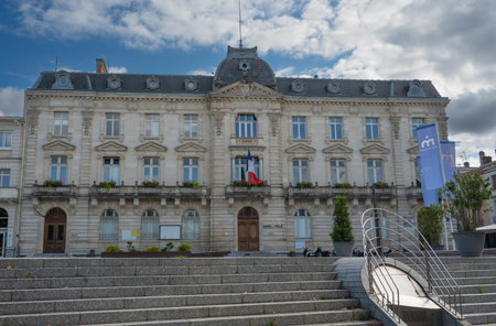 Historical town hall of Mont de Marsan in a sunny afternoon scene