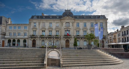 Historical town hall of Mont de Marsan in a sunny afternoon scene