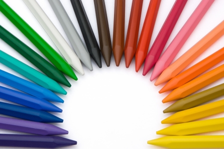 24-color crayons shape as a rising sunの写真素材