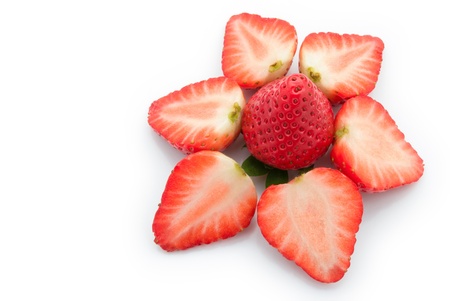 strawberries shaped like a flowerの写真素材