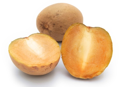 tropical fruit, Chiku on a white backgroundの写真素材