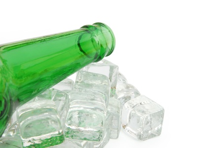 beer bottle and ice の写真素材