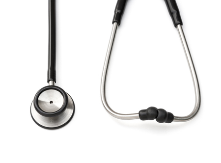 black stethoscope on a whiteの写真素材