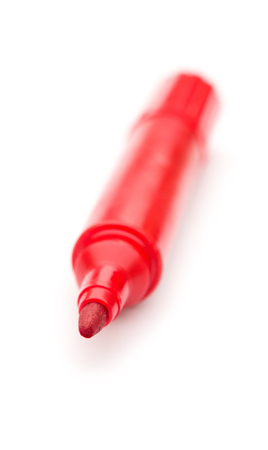 close up on tip of a red marker penの写真素材