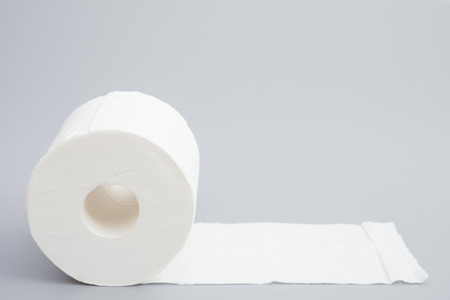 toilet roll on grey backgroundの写真素材