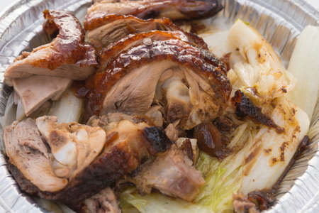 roasted duck in lunch boxの写真素材