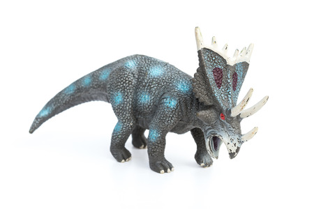 styracosaurus toy on a white backgroundの写真素材