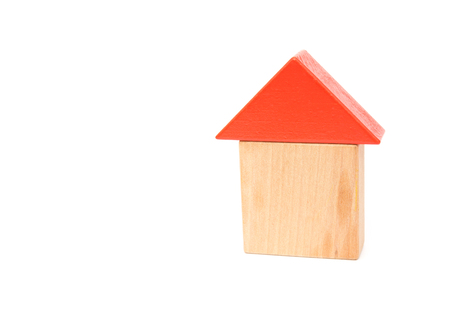 toy blocks shape like a house on white backgroundの写真素材