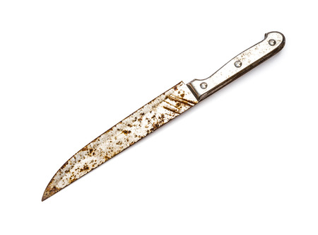 old rusty knife on a white backgroundの写真素材