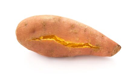 roasted sweet potatoes on a white backgroundの写真素材