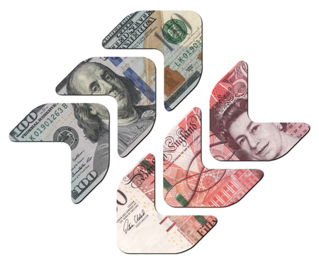 USD UP and UK DOWN financial conceptの写真素材