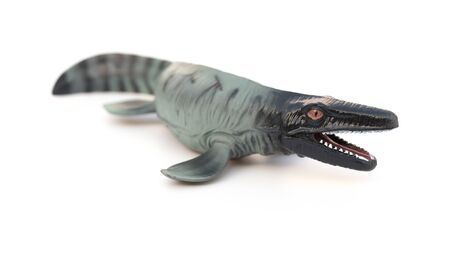 Mosasaurus toy on white background