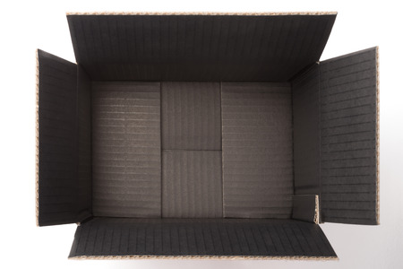 empty black corrugated carton insideの写真素材