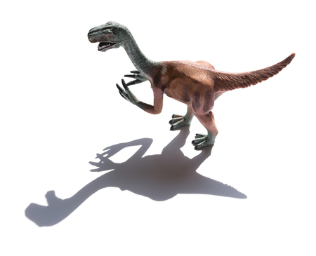 nothronychus toy with shadow on a white backgroundの写真素材