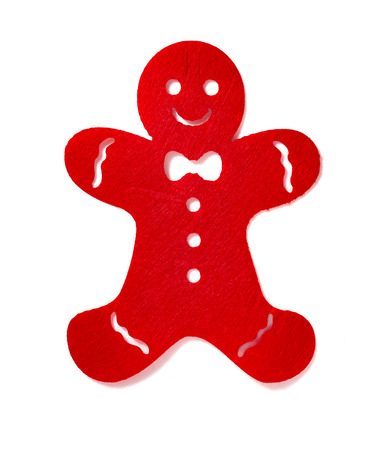 flat red gingerbread man on a white background