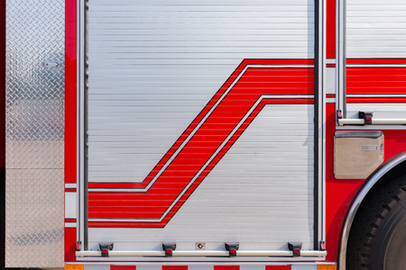 side of a fire truck as background