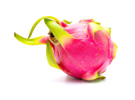 ripe dragon fruit on a white backgroundの写真素材