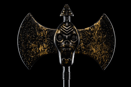 studio shot of devil ax for halloween in a dark spaceの写真素材