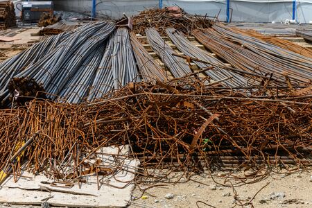 iron rods on the groundの写真素材