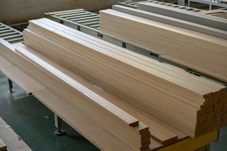 MDF boards stacked up inside the factory workshop