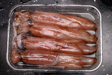 top view fresh raw squids