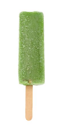 green color ice cream stick on a white backgroundの写真素材