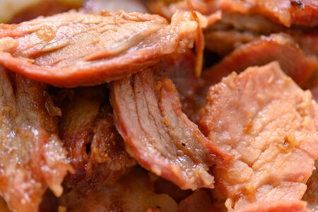 top view fresh BBQ pork close upの写真素材