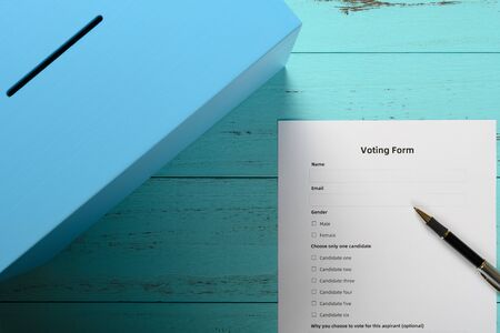 voting form with a vote box nearbyの写真素材