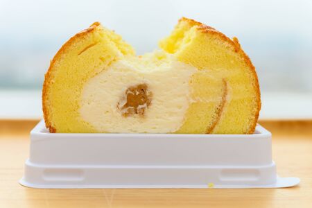 fresh cake with a bite