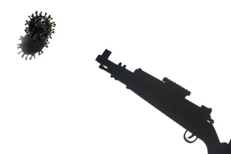 coronavirus being aimed with a gun conept of killing the coronavirus