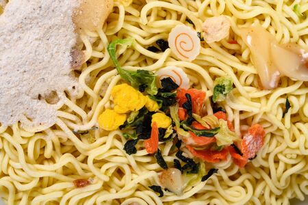 instant noodles with sauce close up