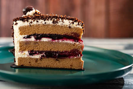 chocolate and blueberry flavor cake close up