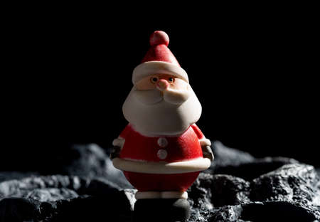 santa claus on a planet with cratersの写真素材