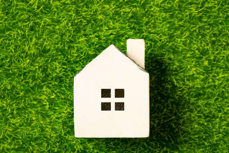 a house model on green grassの写真素材