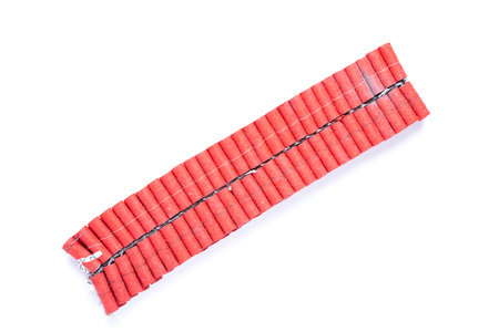 top view firecrackers on a white backgroundの写真素材