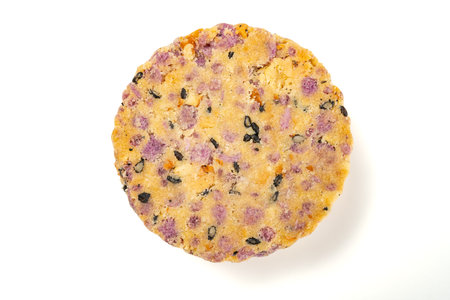 crisp purple rice cakes on white background