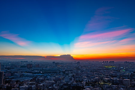 a Chinese suburb in sunset timeの写真素材