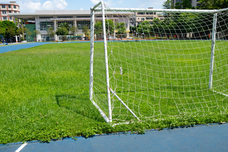 soccer field in a school horizontal compositionの写真素材