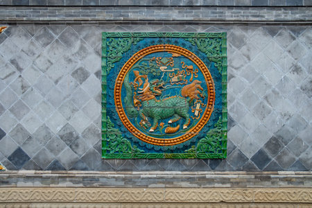 traditional Chinese stone carving of kylinの写真素材