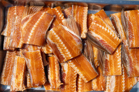 top view grass carps bones about to be cooked