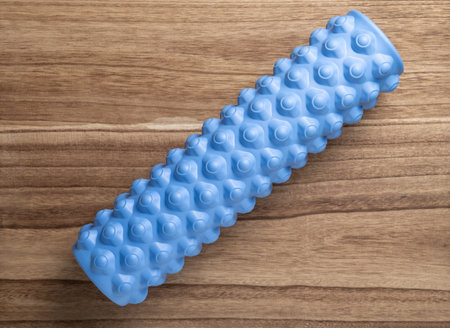 top view blue foam rollerの写真素材