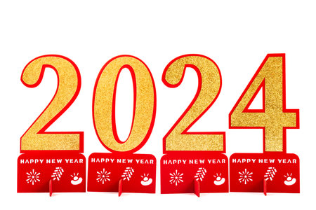 2024 paper cut on white background no logo no trademarkの写真素材