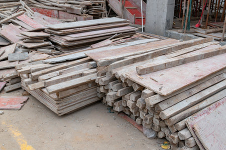 wooden boards on a construction site