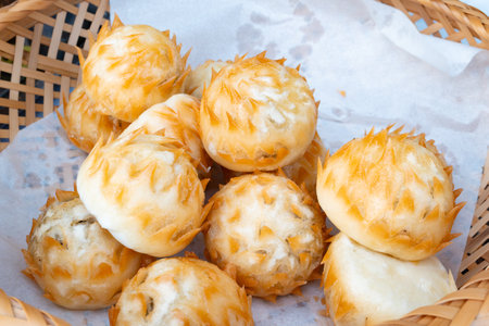 deep fried buns at horizontal composition