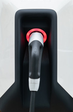 electrical car charger in the outdoor at vertical composition