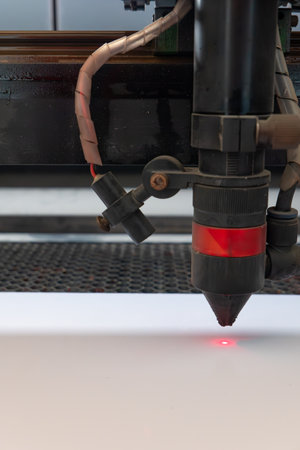 standby laser engraver at vertical compositionの写真素材