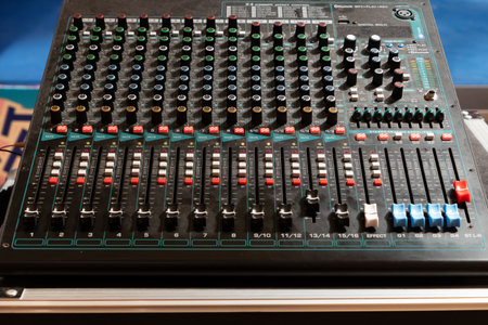 ZHONGSHAN GUANGDONG China-October 13,2024: All-in-one DJ controllers at horizontal composition.の写真素材