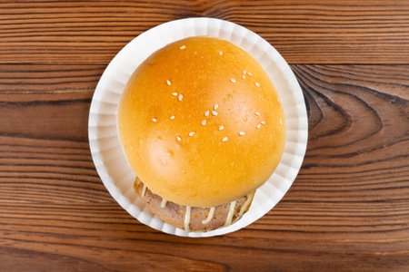 top view chicken hamburger at horizontal composition