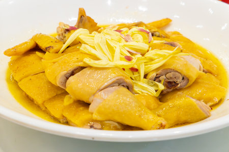 steamed chicken with chrysanthemum petalsの写真素材