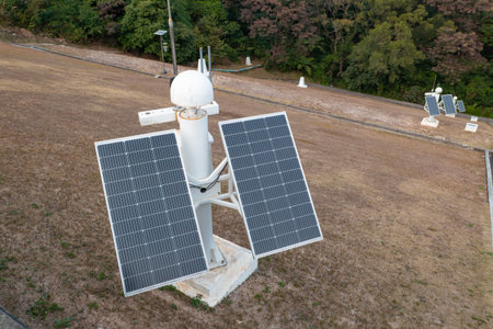 Solar-powered weather station at horizontal composition